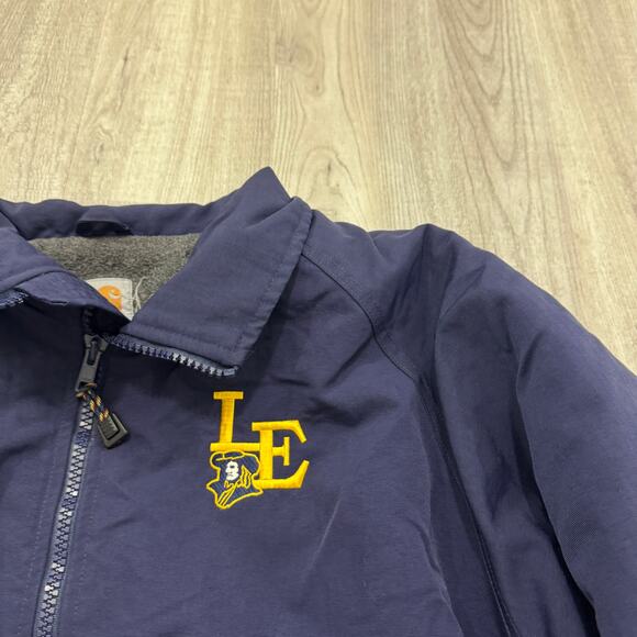 Vintage Carhartt Jacket Men's Large Blue Full Zipper Bomber Fleece Lined 90s - Picture 4 of 7